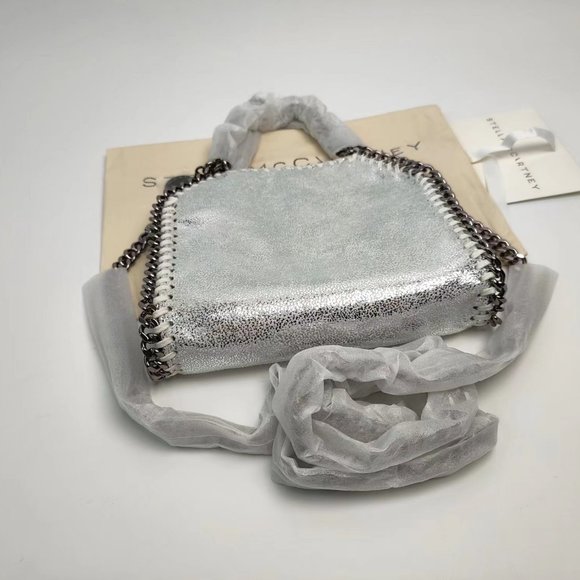 Stella McCartney Falabella Tiny Vegetarian Brushed-leather Shoulder Bag Silver - Picture 5 of 9
